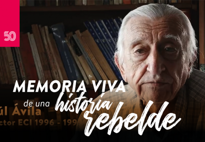 Imagen del director Raúl Ávila. Titulo de la serie Memoria Viva de una historia rebelde